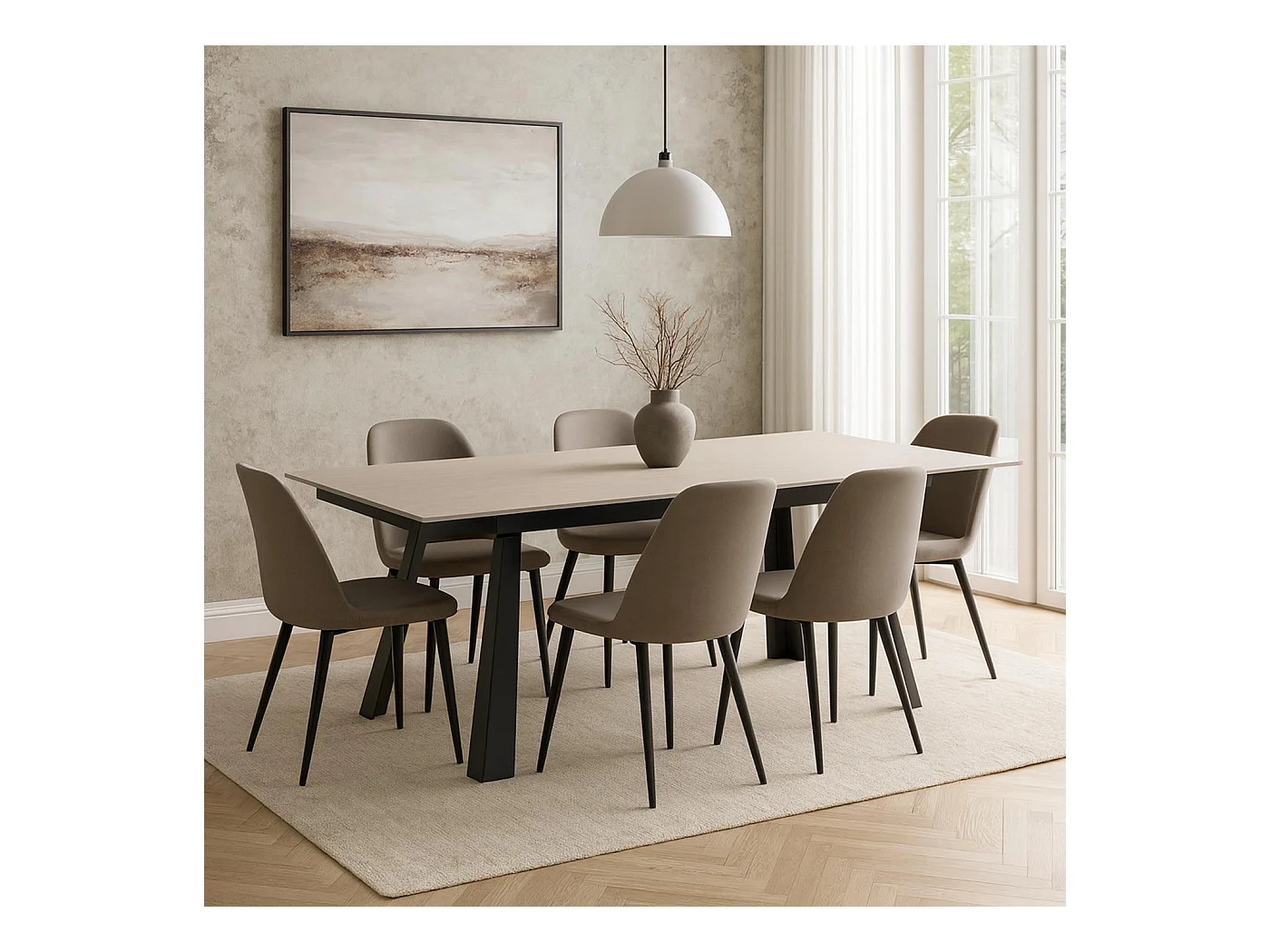 Esszimmertisch MCW-O59, Marmor-Optik beige