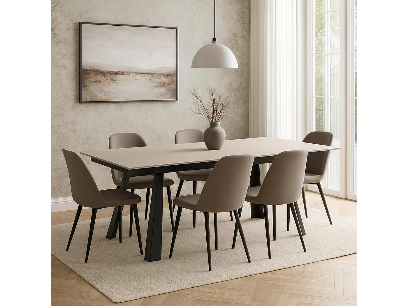 Esszimmertisch MCW-O59, Marmor-Optik beige