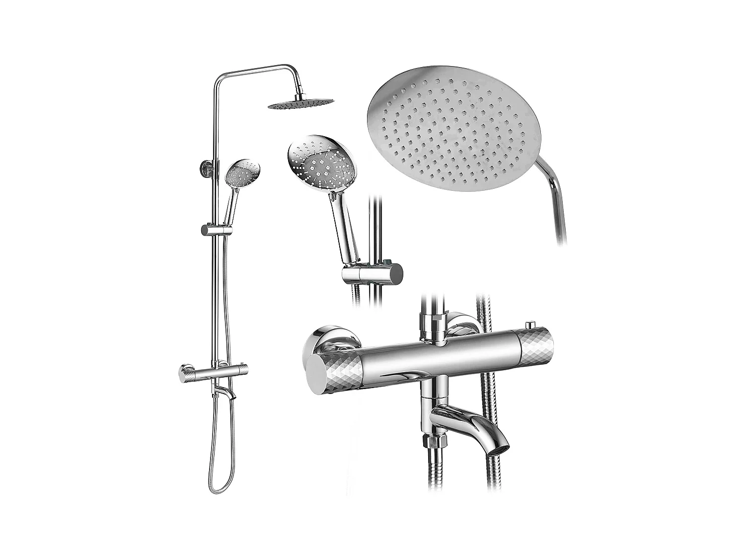 Conjunto De Chuveiro Rea Lungo Diamond Chrome