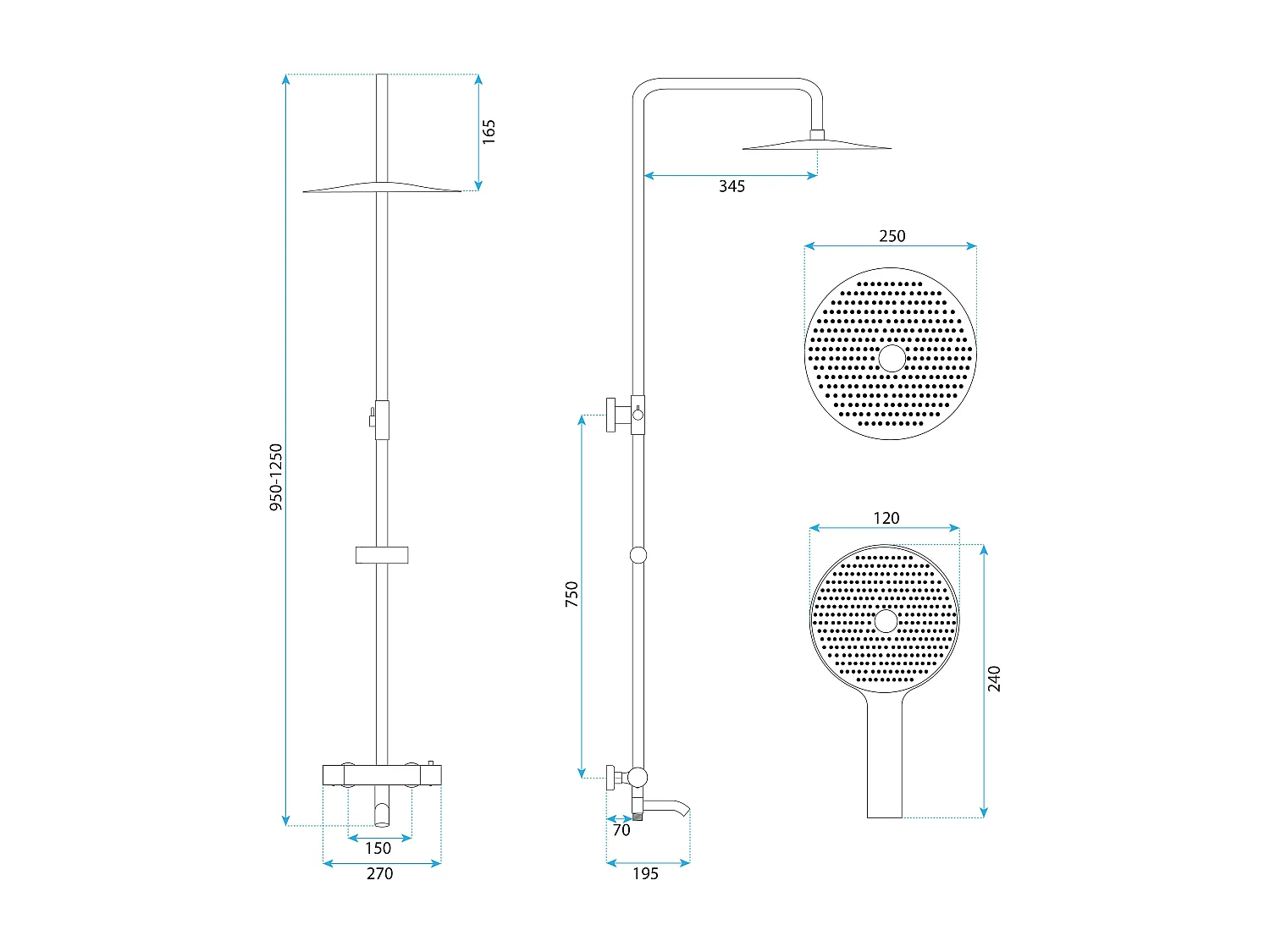 Conjunto De Chuveiro Rea Lungo Diamond Chrome