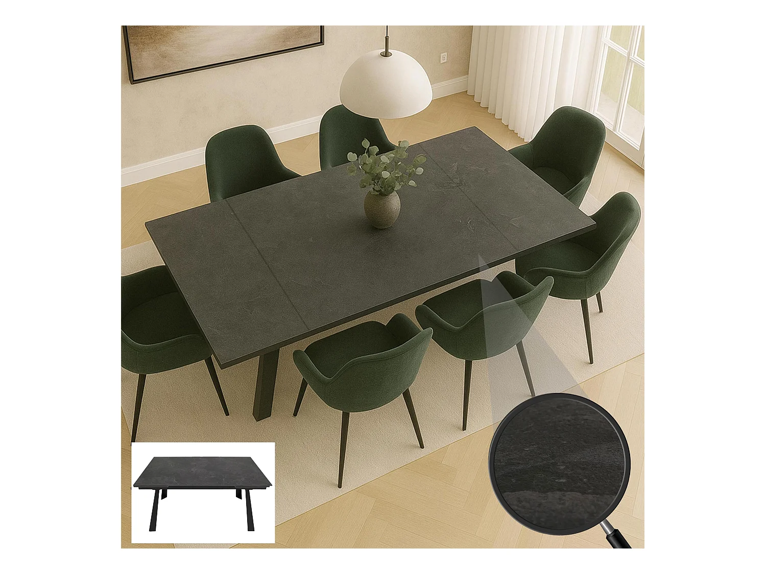 Esszimmertisch MCW-O59, Marmor-Optik grau