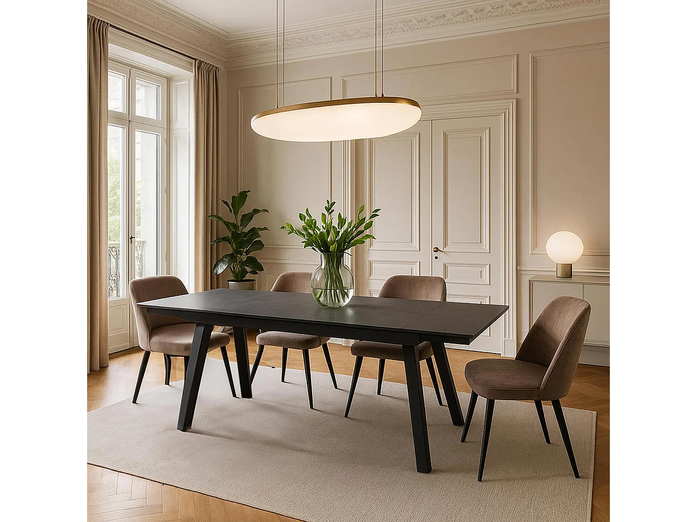 Esszimmertisch MCW-O59, Marmor-Optik grau