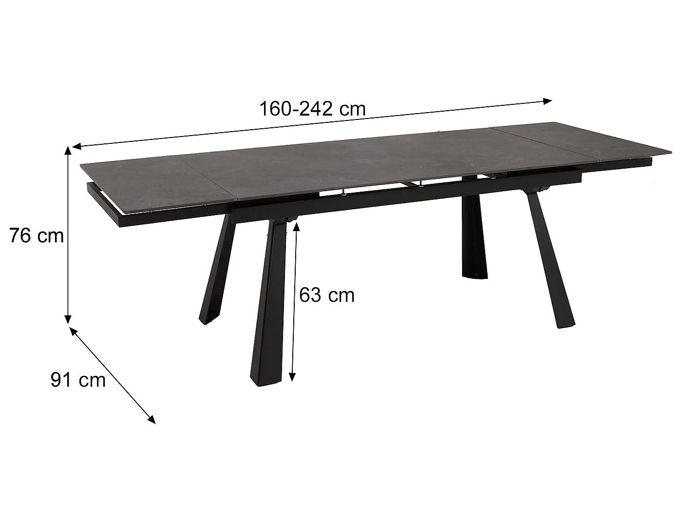 Spisebord MCW-O59,  grå marmorlook