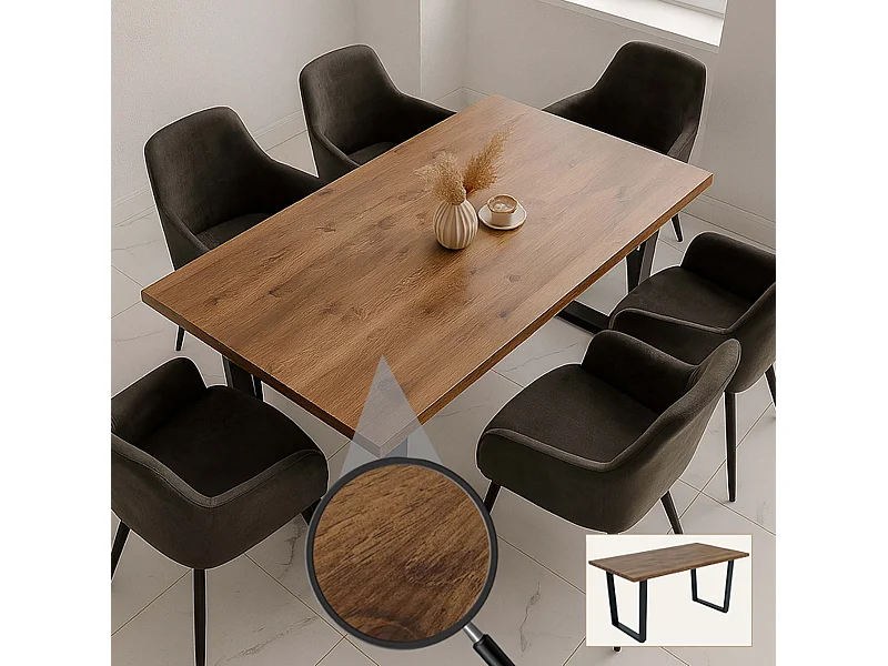 Eettafel MCW-O61,  walnootlook