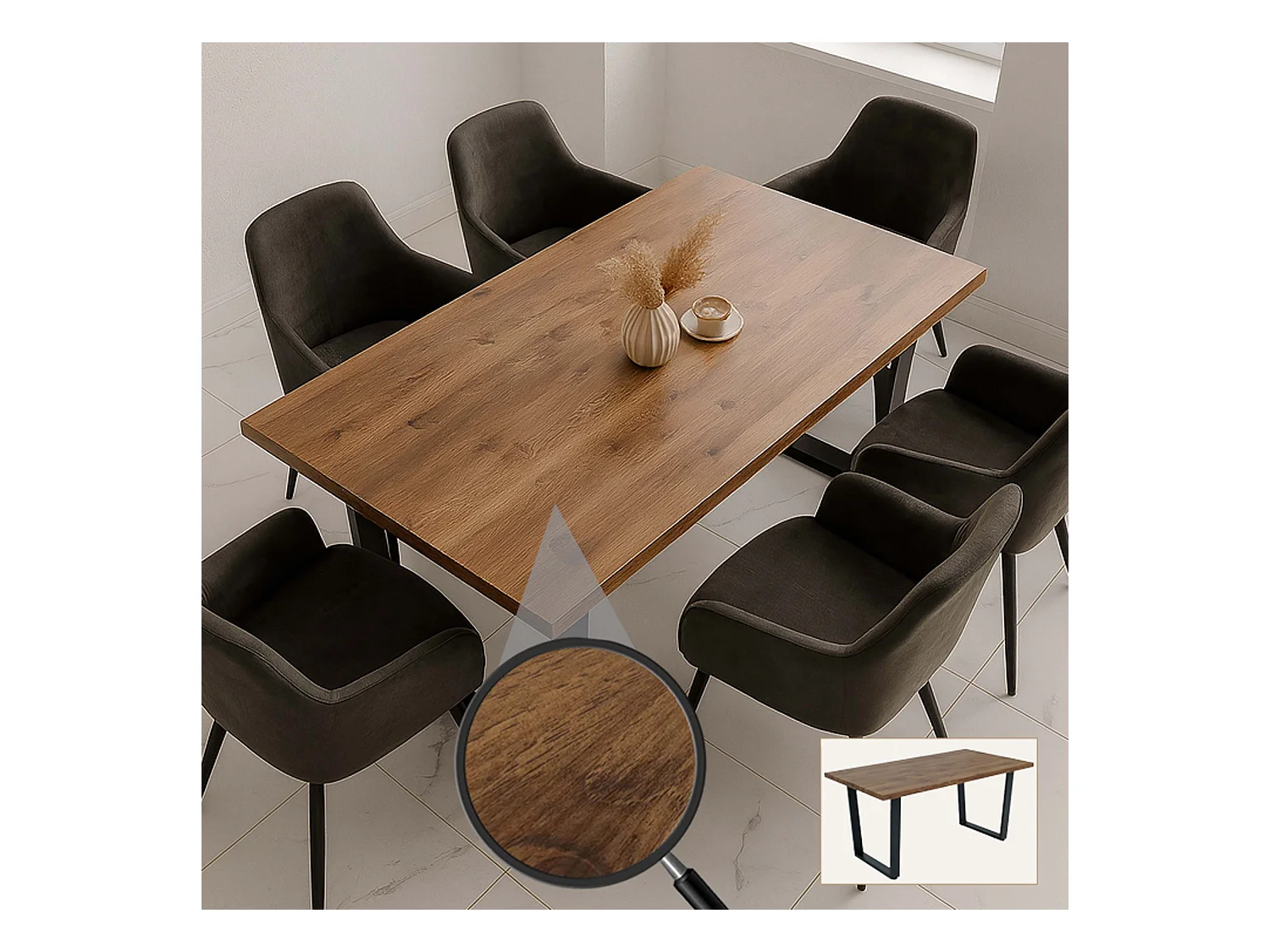 Esszimmertisch MCW-O61, Walnuss-Optik