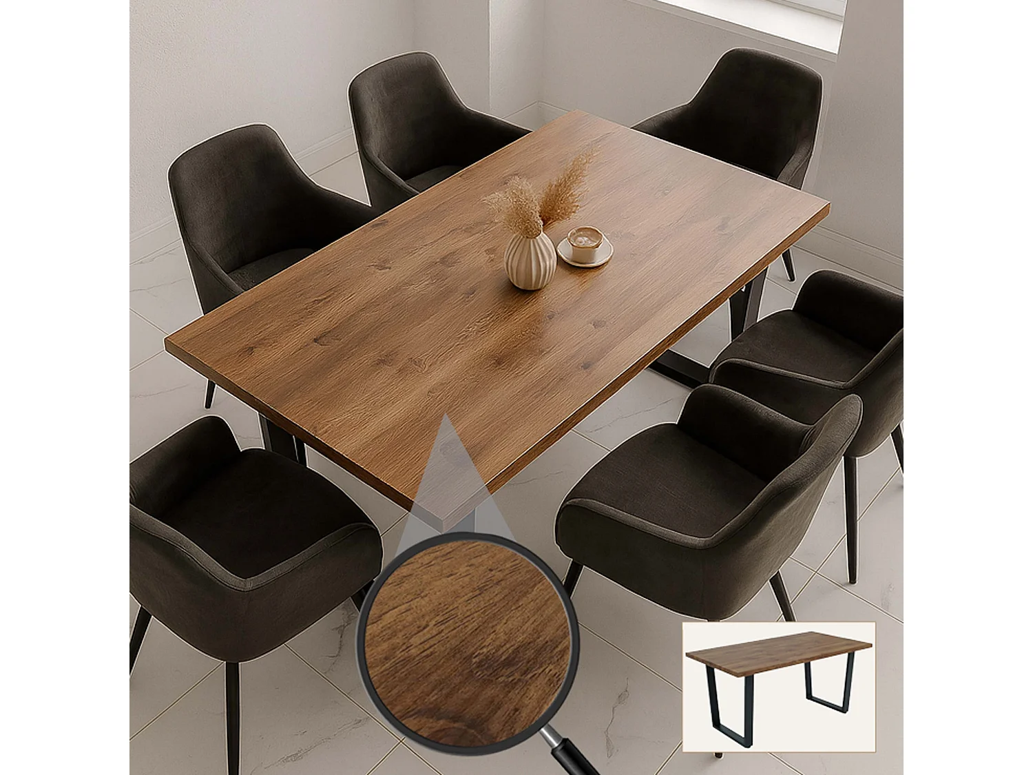 Spisebord MCW-O61,  valnødslook