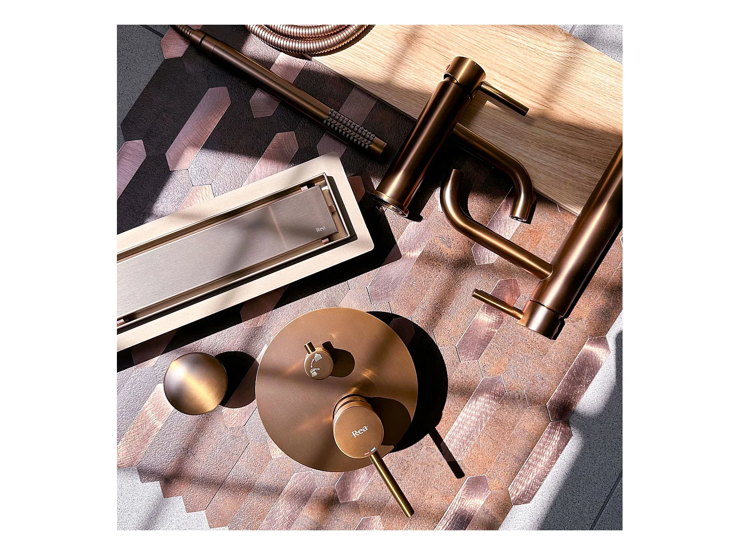 Lineaire Afvoer Rea Neox 80 Brush Copper