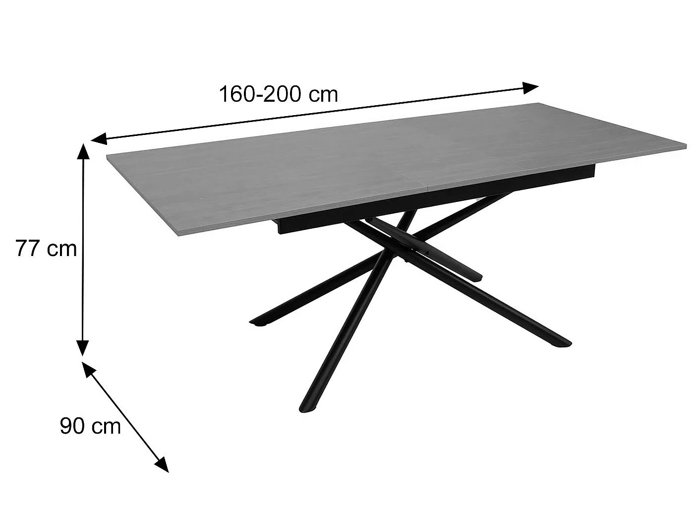 Spisebord MCW-O57,  grå marmorlook
