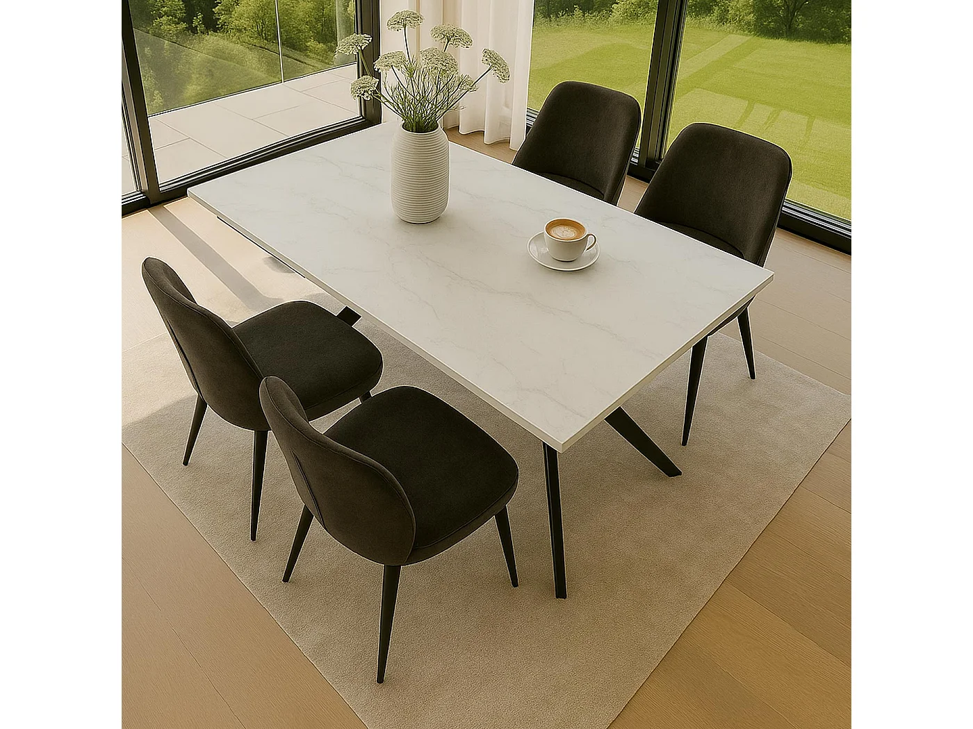 Table de salle à manger MCW-O58,  blanc