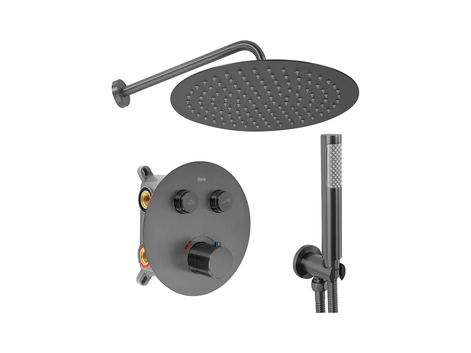 Kit De Douche Encastré Rea Lungo +Box Titanium