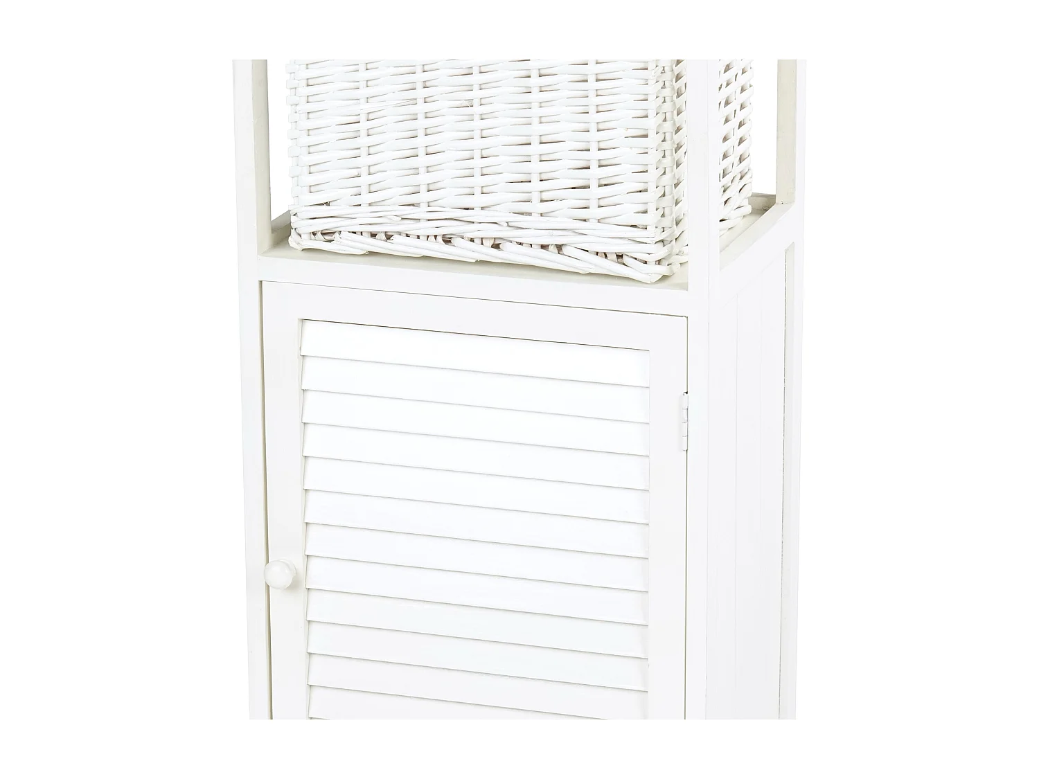 ARMOIRE DE BAIN Korg Bois massif en acajou, 1 panier couleurs naturelles, blanc