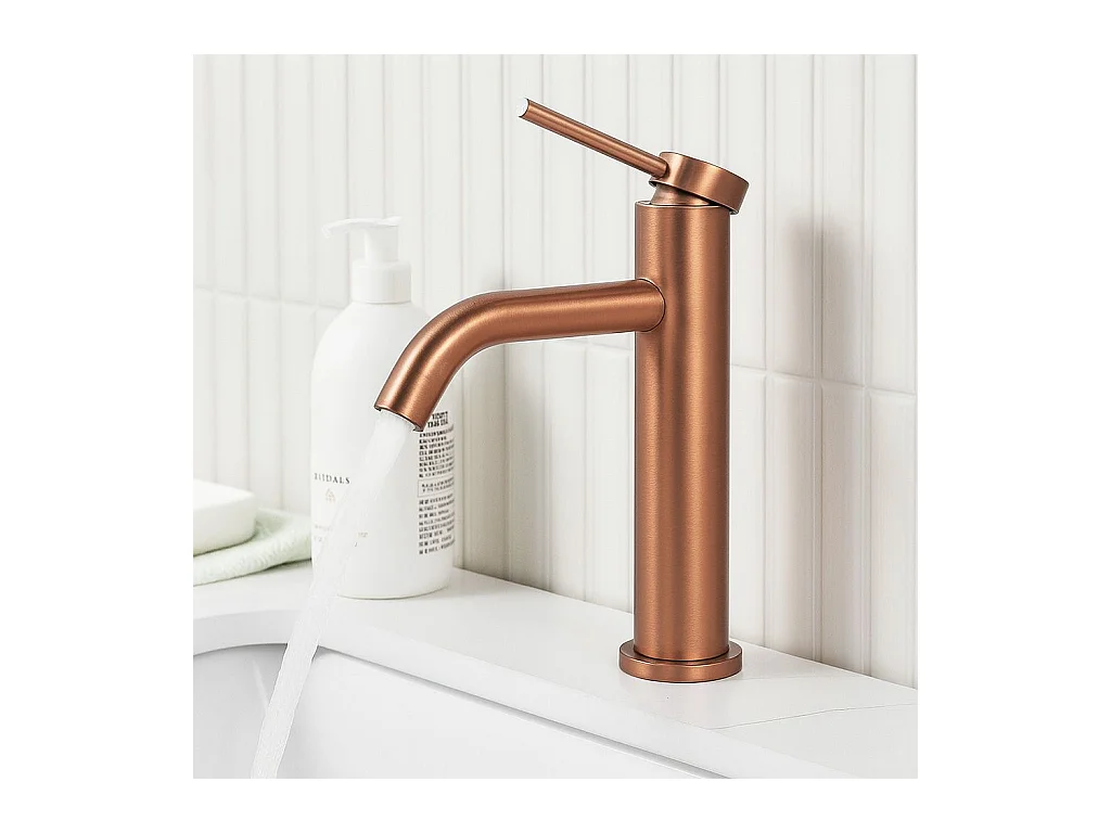Torneira Para Lavatório Rea Clif Low Brush Copper