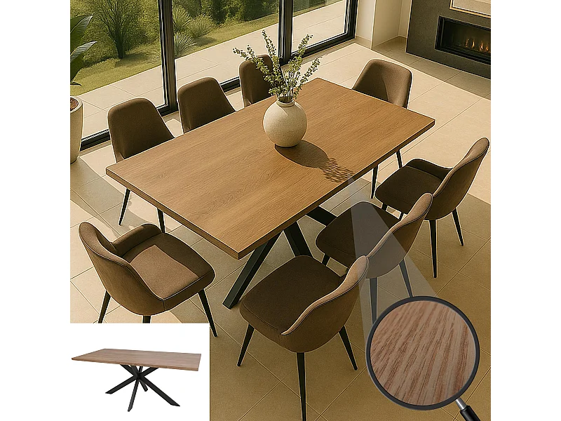 Eettafel MCW-O55,  walnootlook