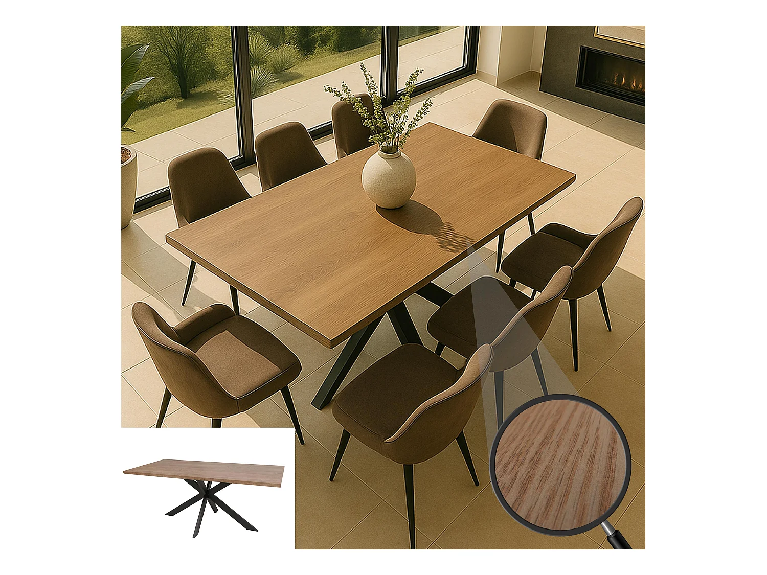 Esszimmertisch MCW-O55, Walnuss-Optik