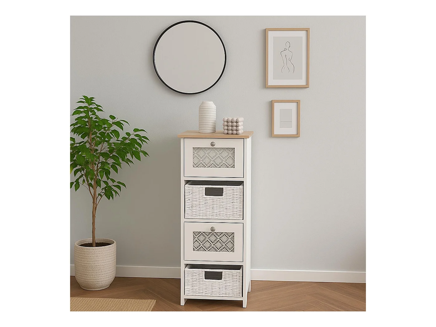 Komoda MCW-O75,  naturalny-biały