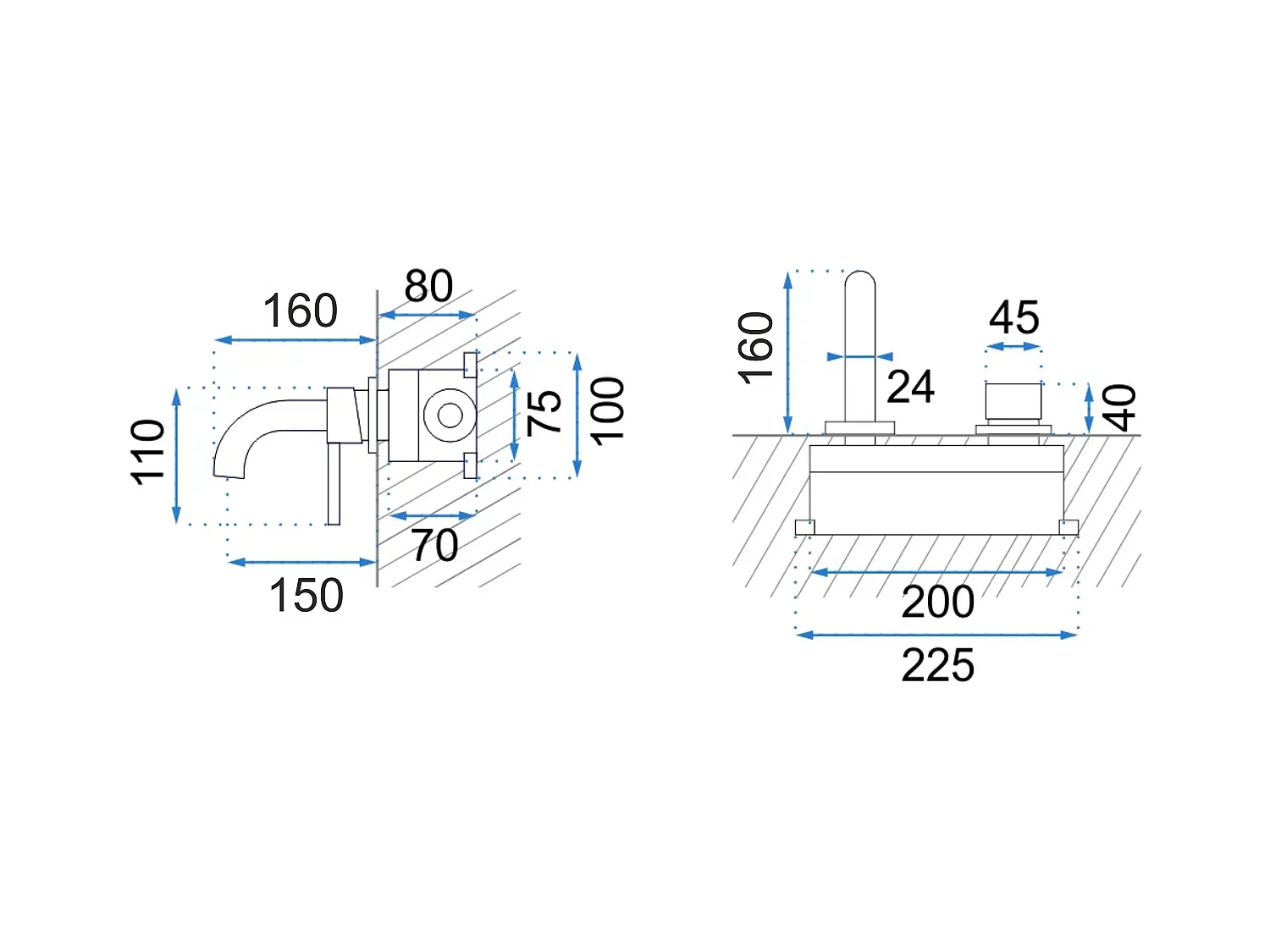 Torneira Oculta Rea Lungo +Box Titanium