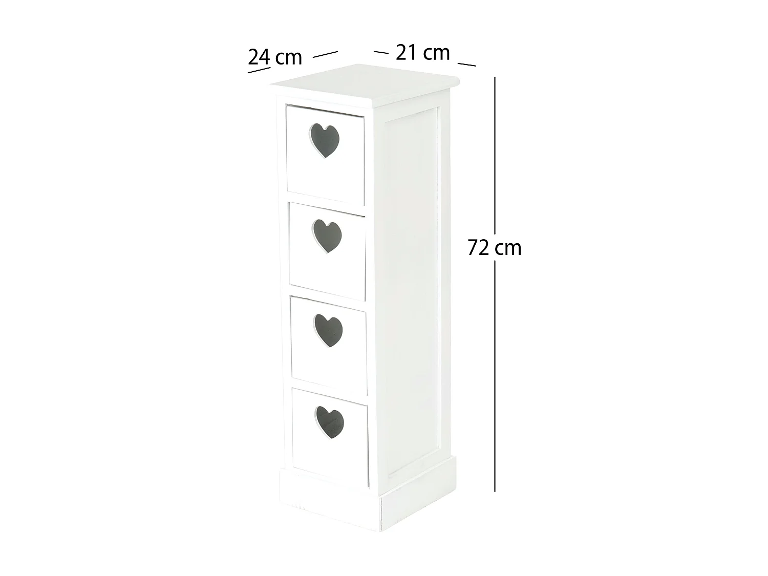 ARMOIRE Cœur avec 4 tiroirs bois couleurs naturelles, blanc