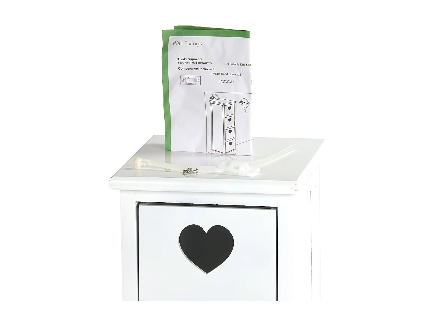 ARMOIRE Cœur avec 4 tiroirs bois couleurs naturelles, blanc