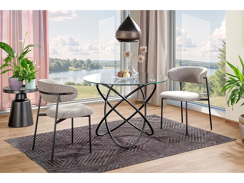 Tavolo da pranzo Orbit/Vetro/Metallo prezioso/Rotondo/