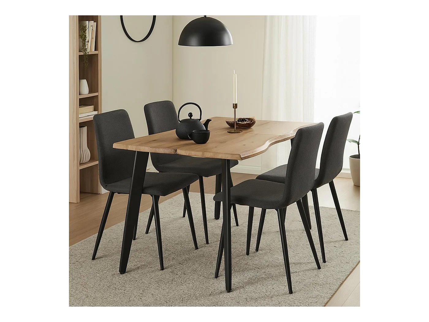 Table de salle à manger MCW-O60,  aspect noyer