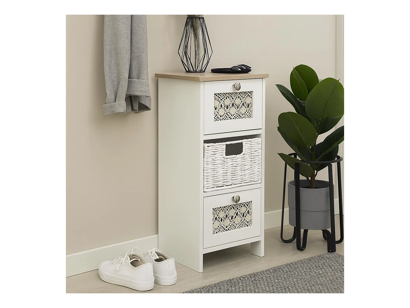 Commode MCW-O75,  blanc naturel