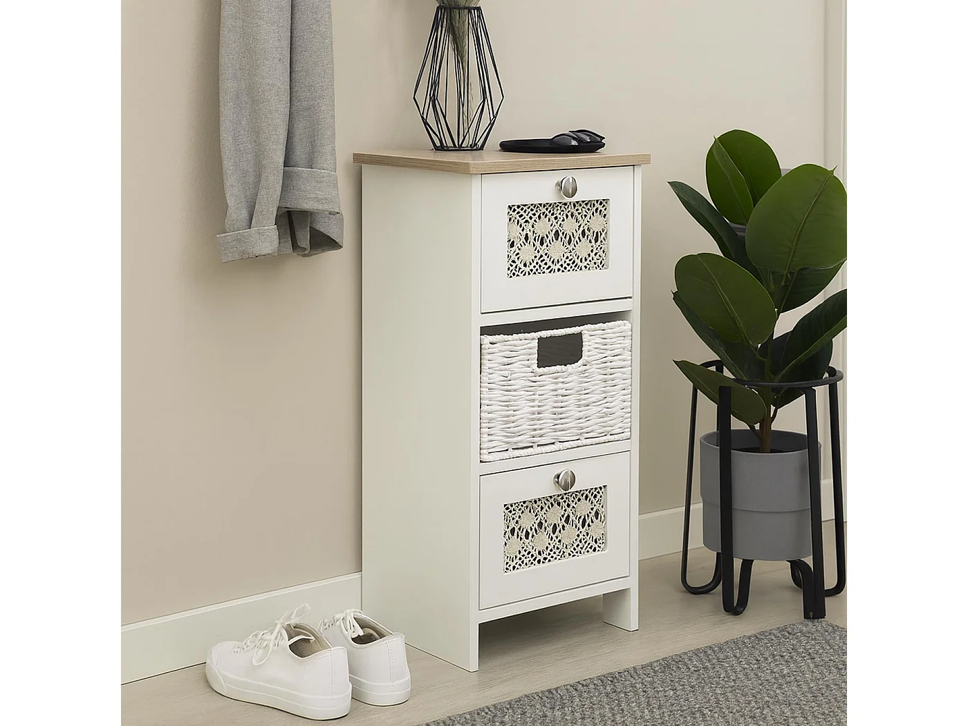 Kommode MCW-O75, Natur-weiß