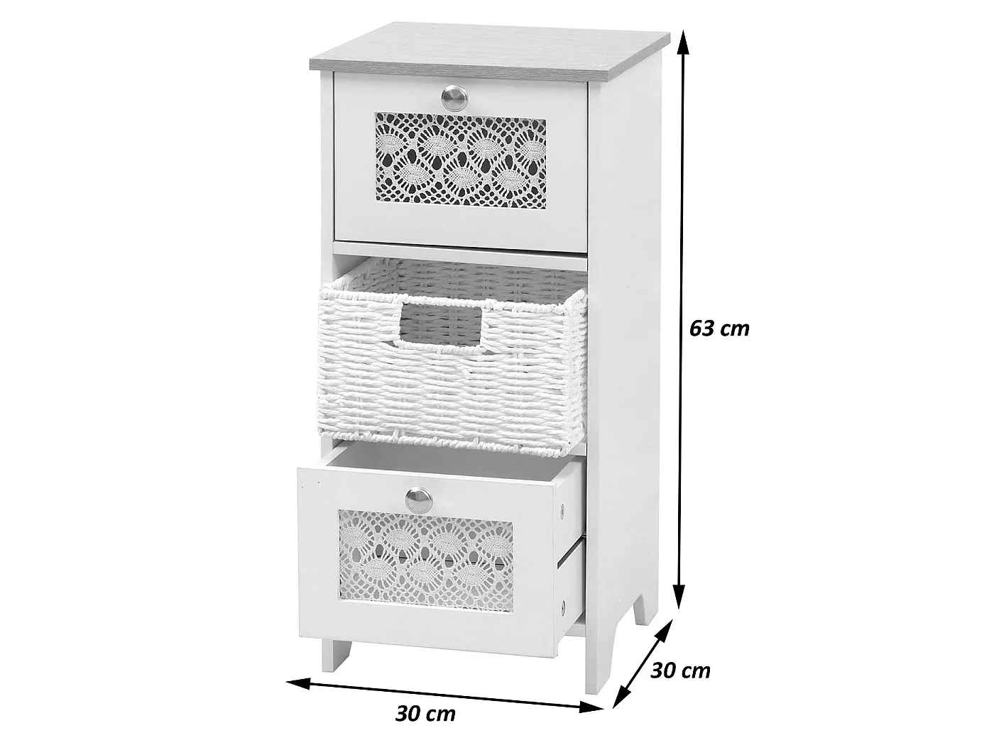 Komoda MCW-O75,  naturalny-biały
