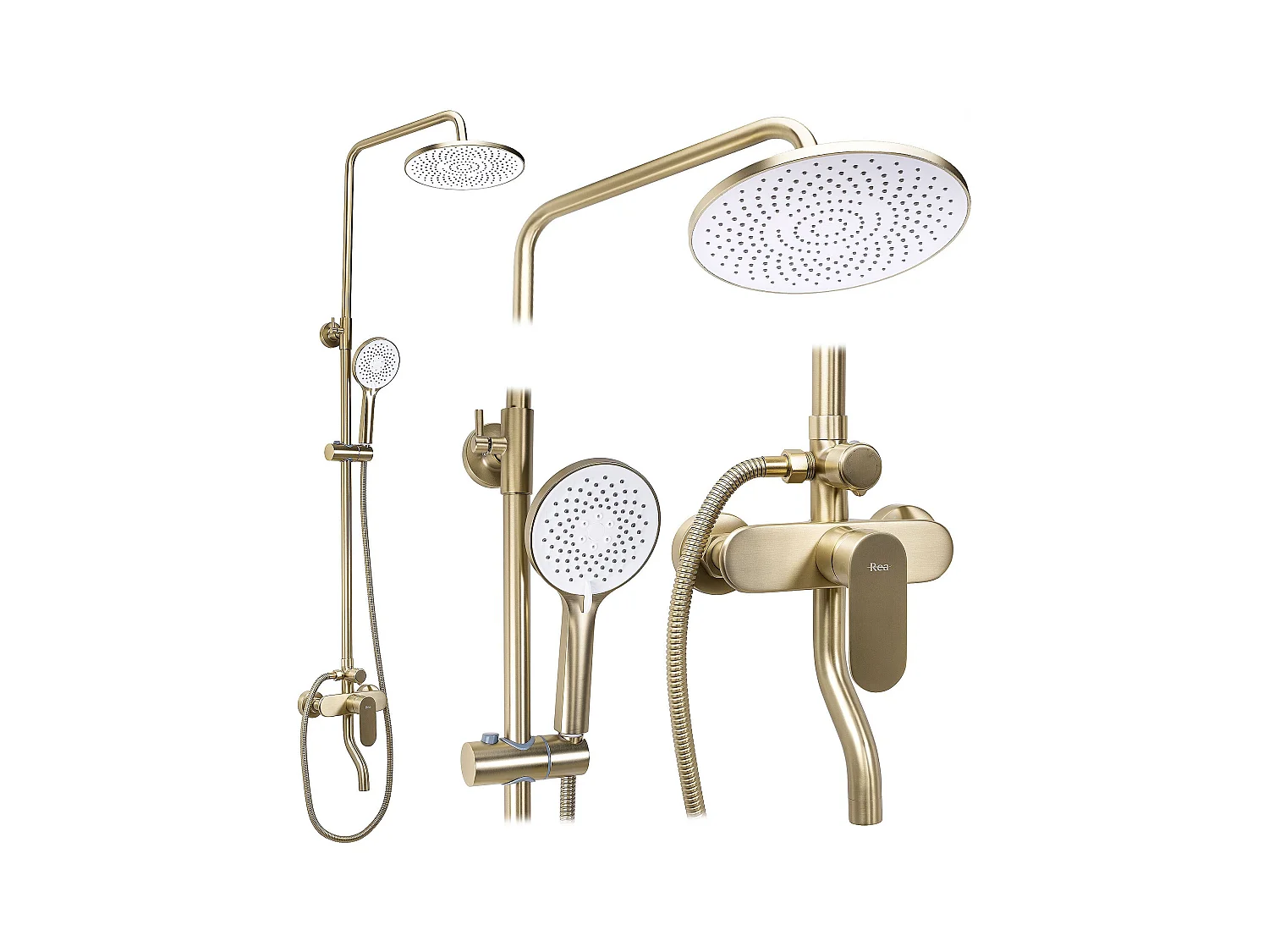 Conjunto De Chuveiro Rea Drop Brush Gold