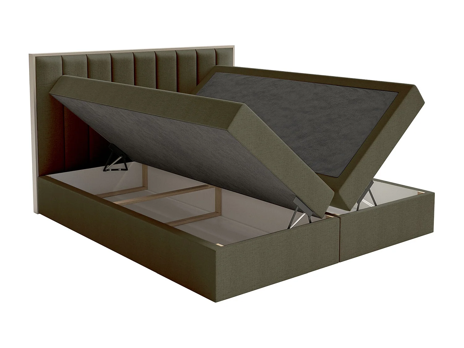 Boxspringbed 180x200 – opbergruimte en topper – hydrofobe chenille – donkergroen – TOGENTS