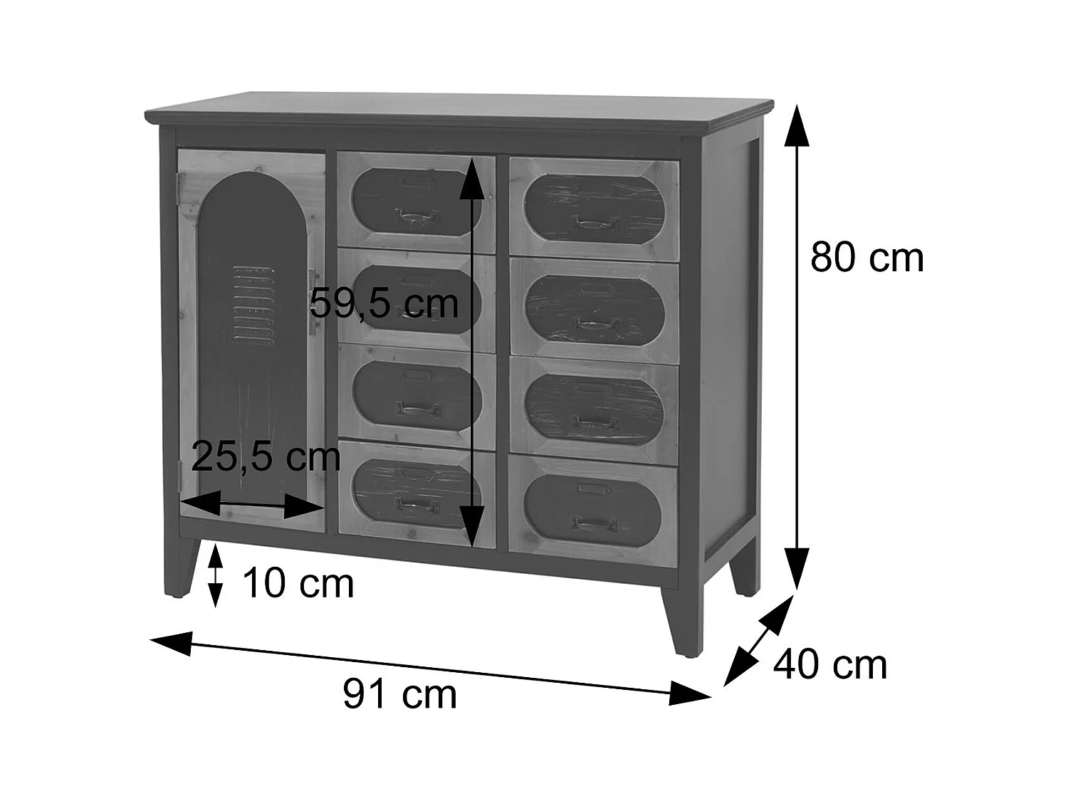 Komoda aptekarska MCW-O63,  korpus w kolorze naturalnym