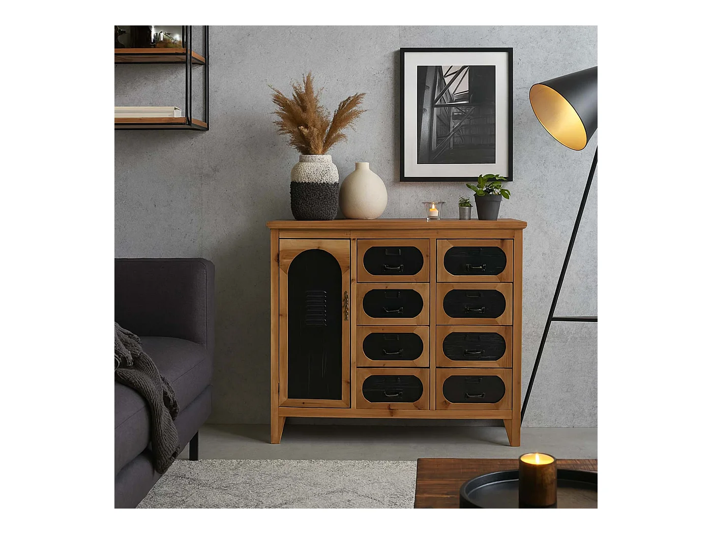 Komoda aptekarska MCW-O63,  korpus w kolorze naturalnym