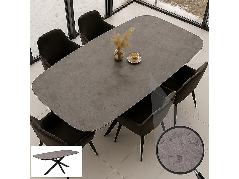 Eettafel MCW-O56,  grijze steenlook