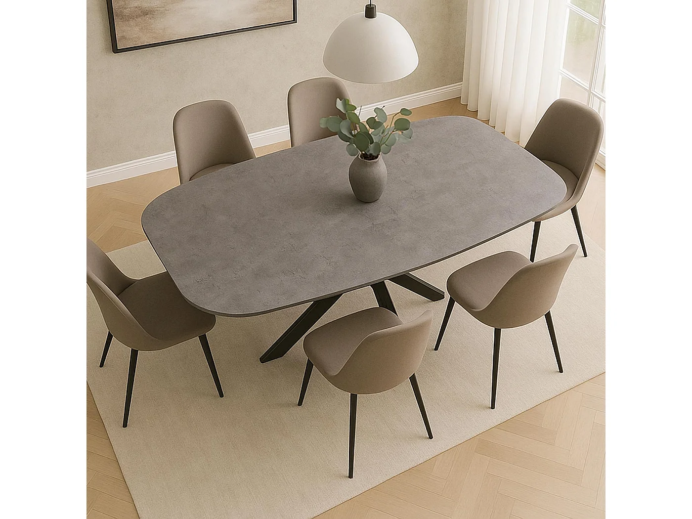 Eettafel MCW-O56,  grijze steenlook