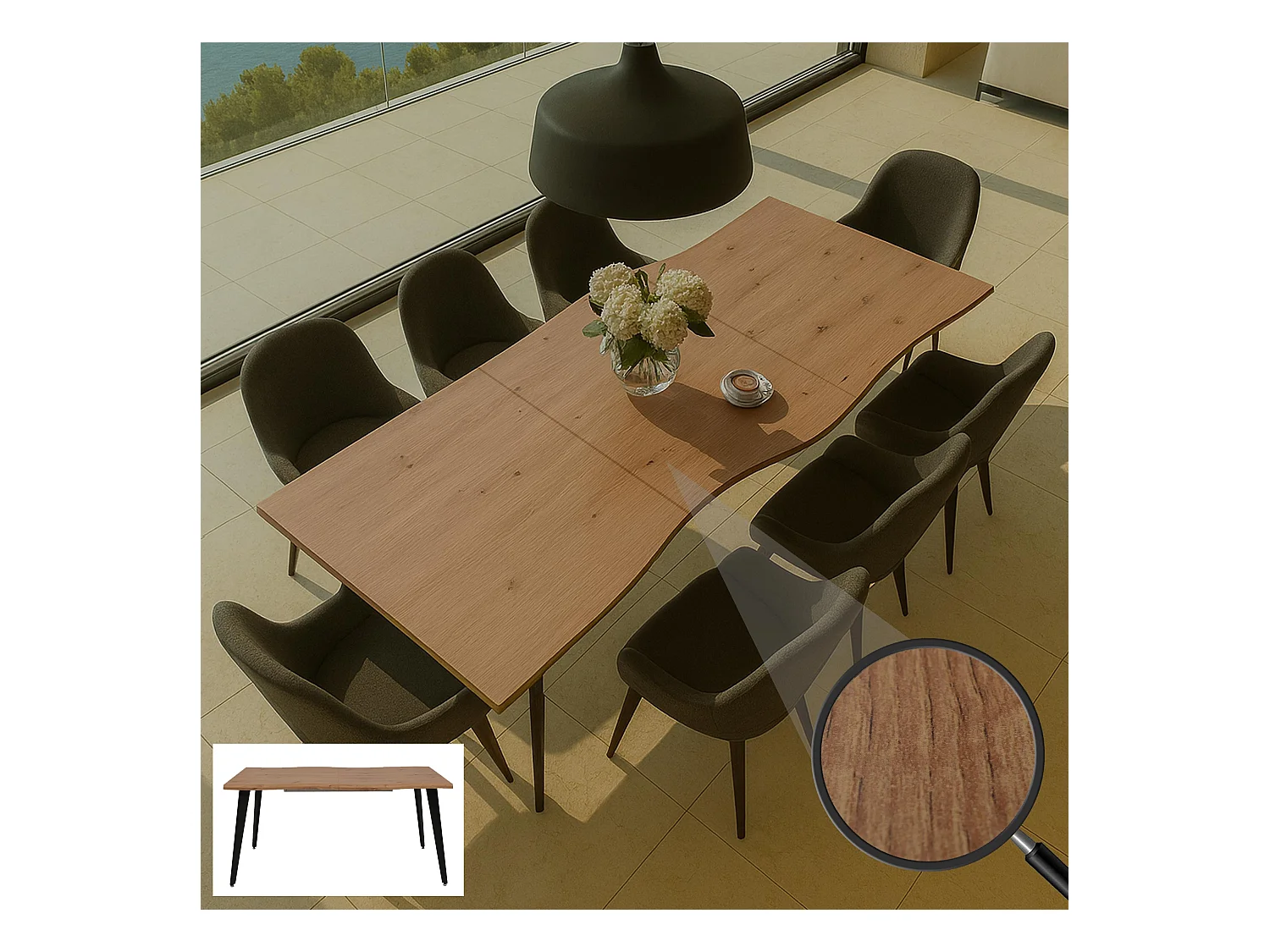 Eettafel MCW-O60,  walnootlook