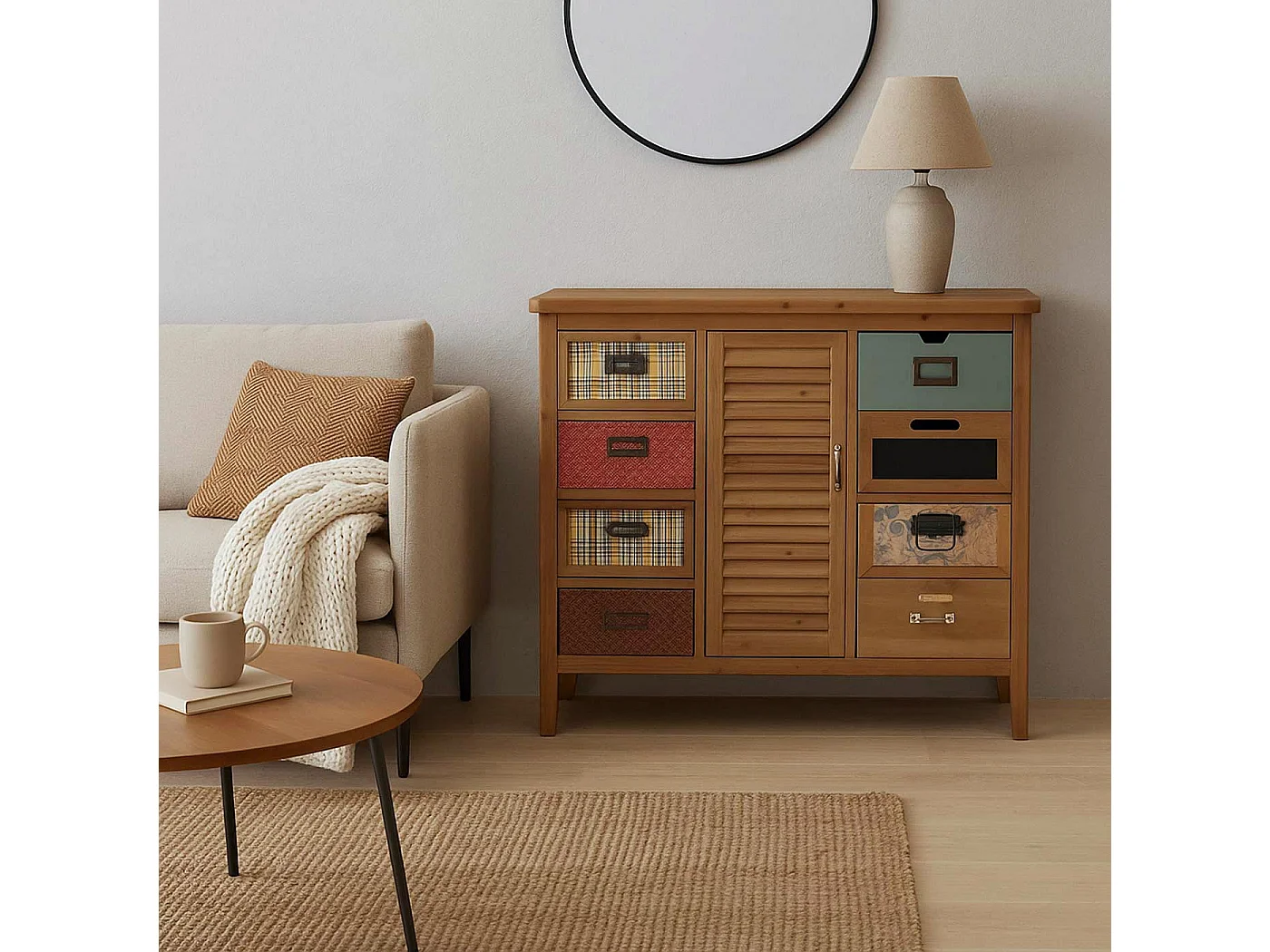 Komoda aptekarska MCW-O63,  korpus w kolorze naturalnym