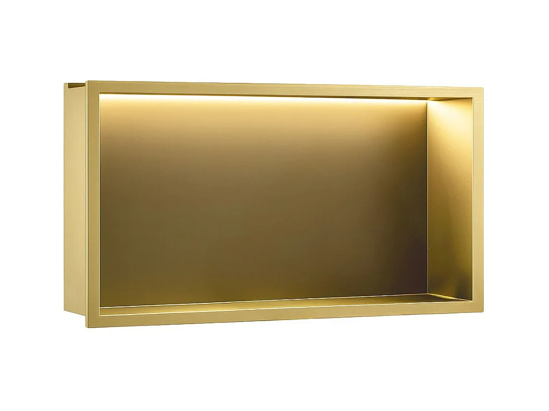 Étagère D'Encastrement Pour Salle De Bains Rea 30X60 Led Brush Gold