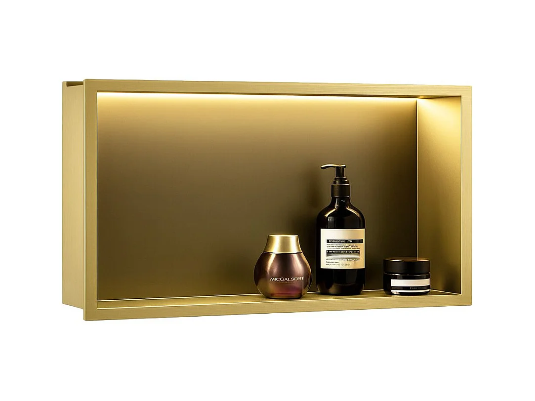 Étagère D'Encastrement Pour Salle De Bains Rea 30X60 Led Brush Gold