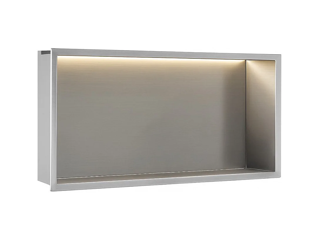 Étagère D'Encastrement Pour Salle De Bains Rea 30X60 Led Brush Steel