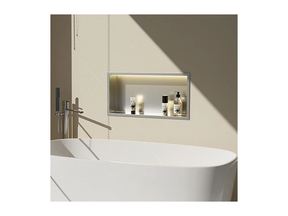 Étagère D'Encastrement Pour Salle De Bains Rea 30X60 Led Brush Steel