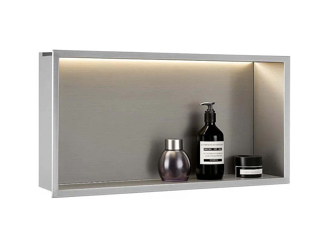 Étagère D'Encastrement Pour Salle De Bains Rea 30X60 Led Brush Steel