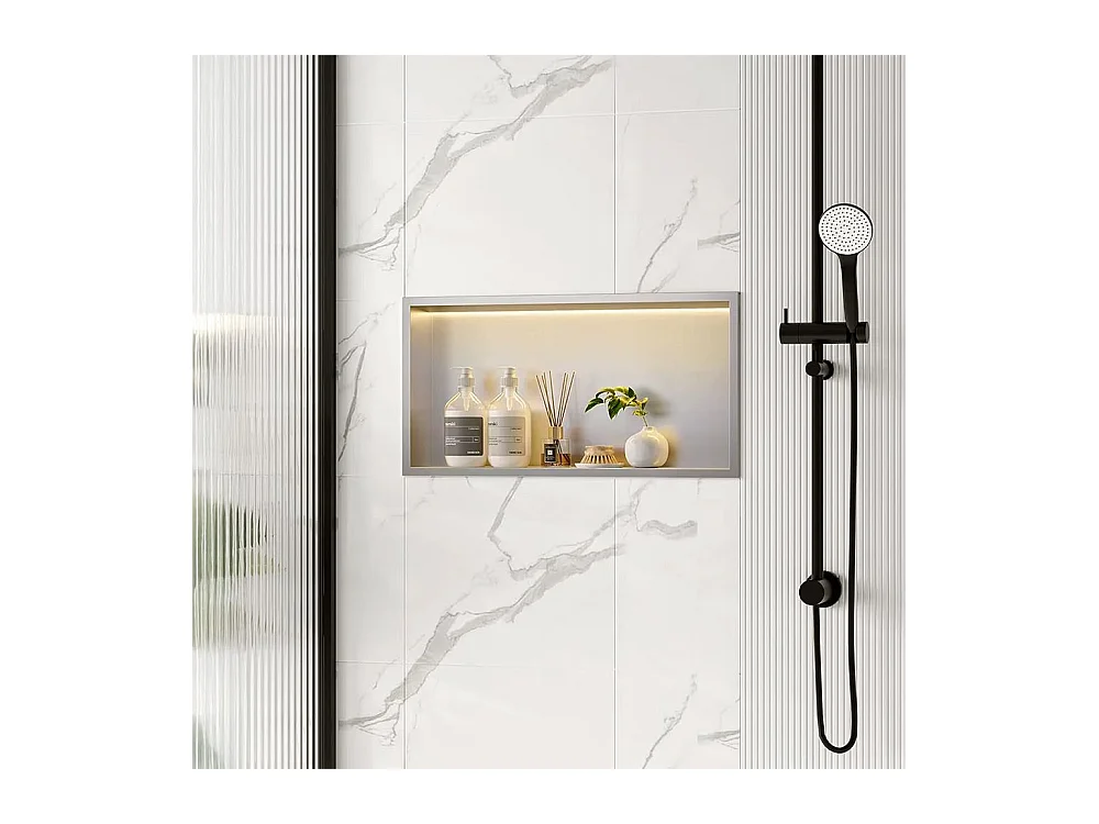 Étagère D'Encastrement Pour Salle De Bains Rea 30X60 Led Brush Steel