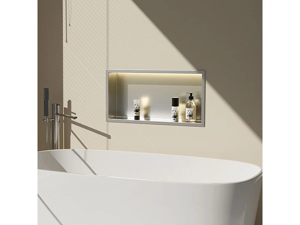 Prateleira De Banheiro Rea 30X60 Led Brush Steel