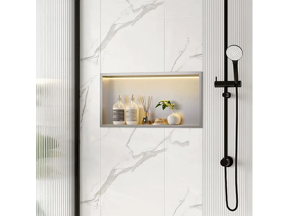 Prateleira De Banheiro Rea 30X60 Led Brush Steel