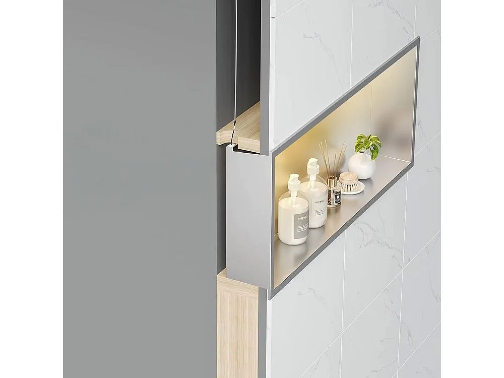 Prateleira De Banheiro Rea 30X60 Led Brush Steel