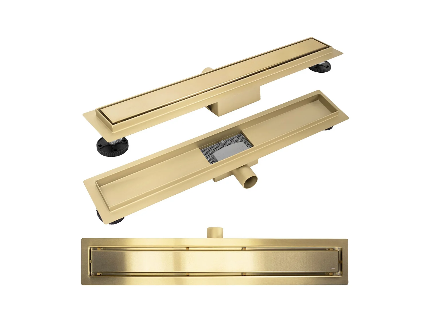 Dreno Linear Rea Neox 90 Brushed Gold