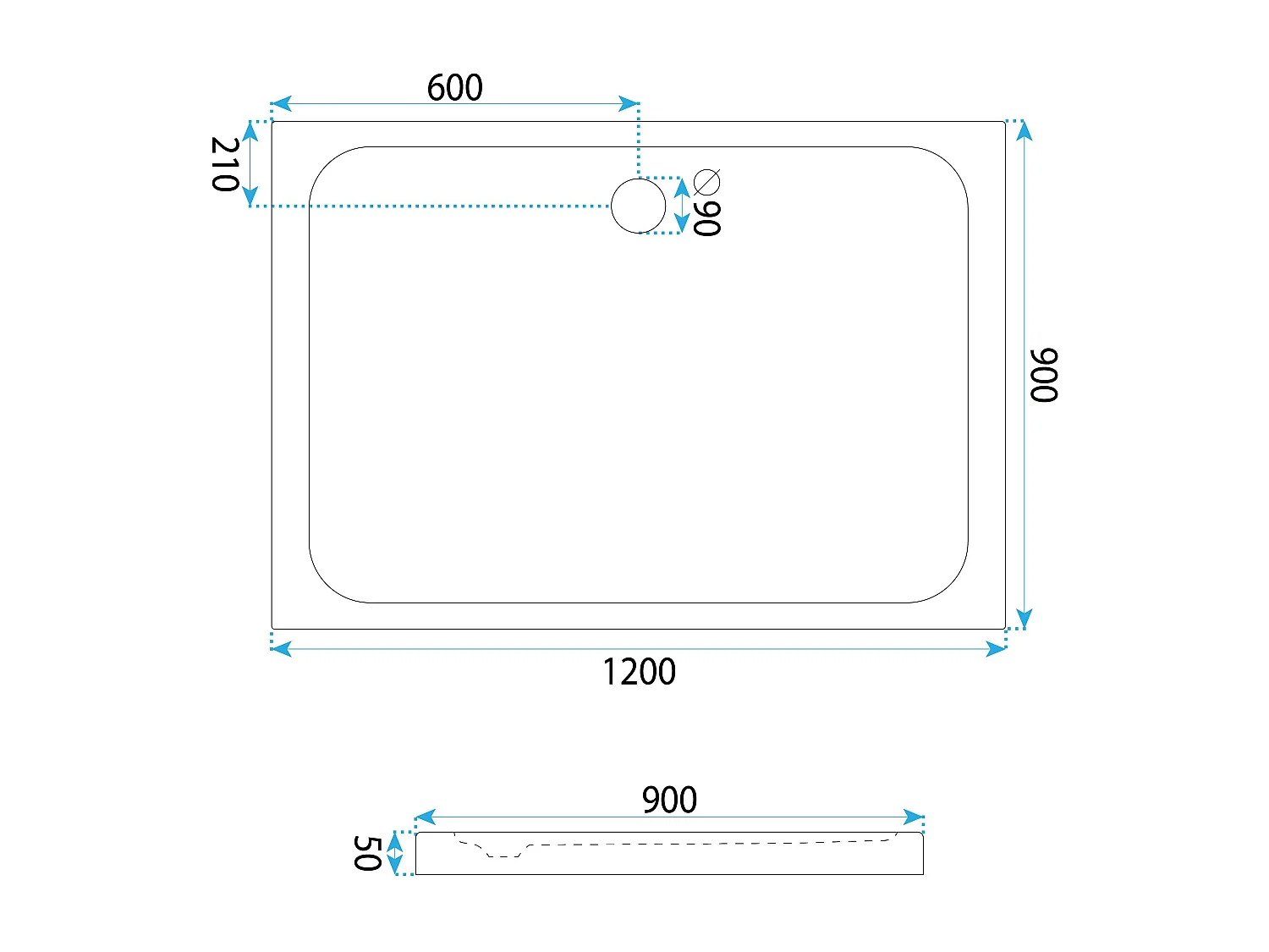 Douchebak Rea Belmond 90X120 White