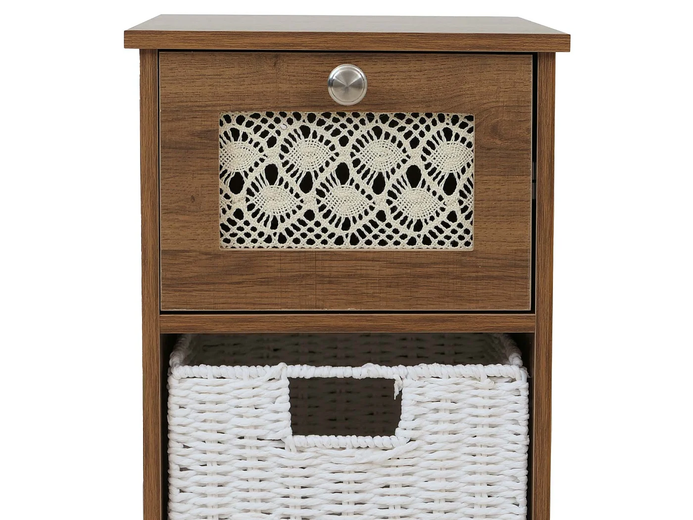 Comò MCW-O75, cassettiera, 4 cassetti a cestello decorativi legno melamina 82x30x30cm ~ marrone