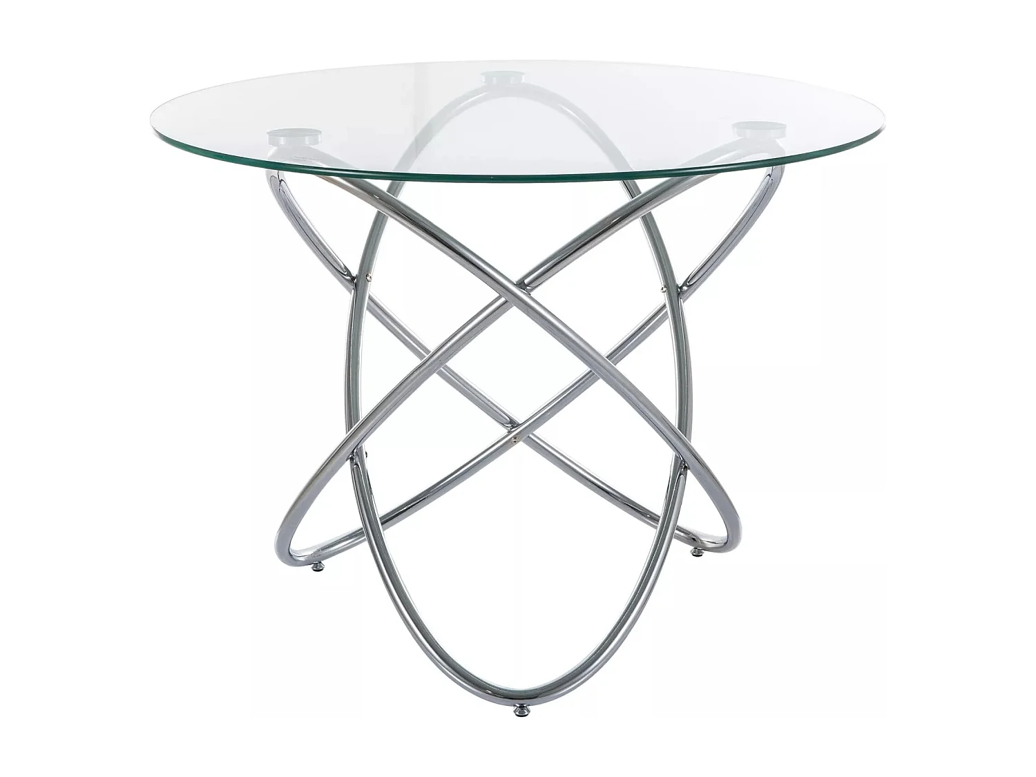 Table à manger Orbit/Verre/Métal précieux/Ronde/Argent