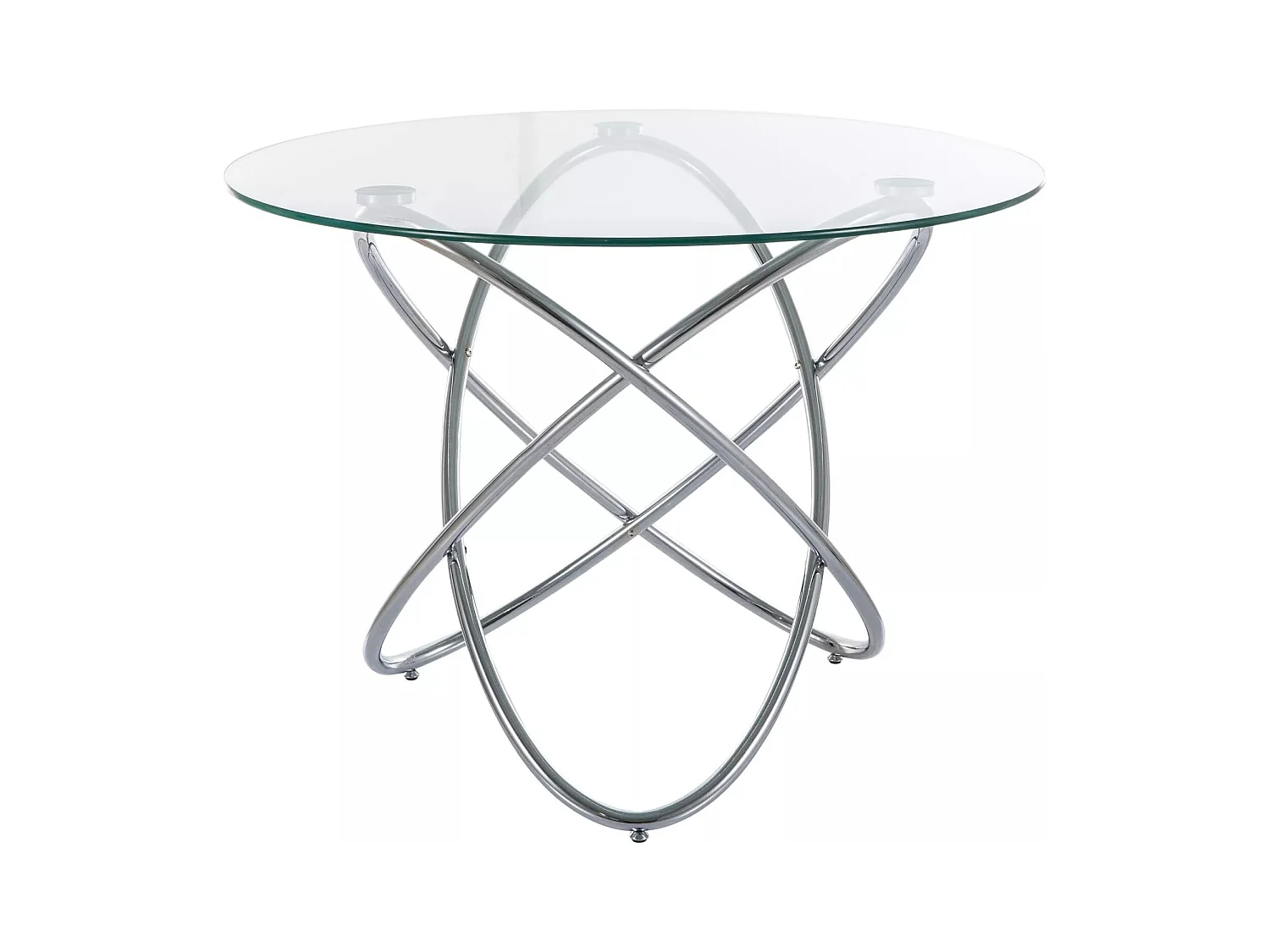Table à manger Orbit/Verre/Métal précieux/Ronde/Argent