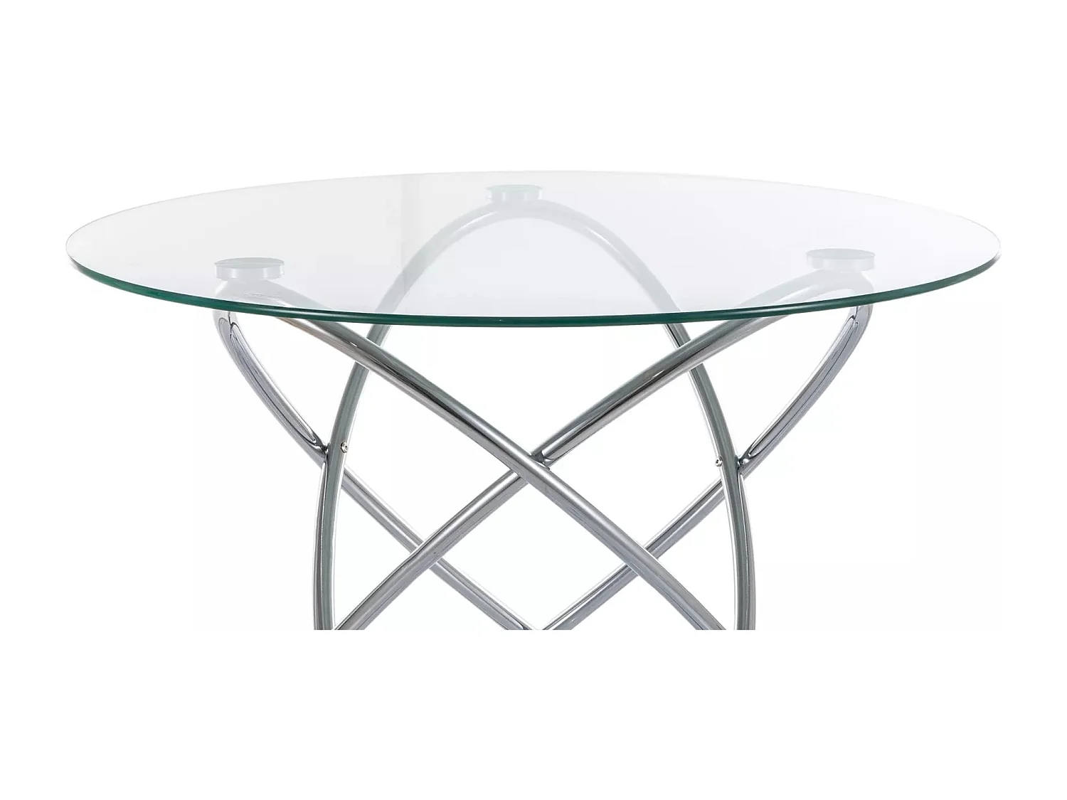 Table à manger Orbit/Verre/Métal précieux/Ronde/Argent